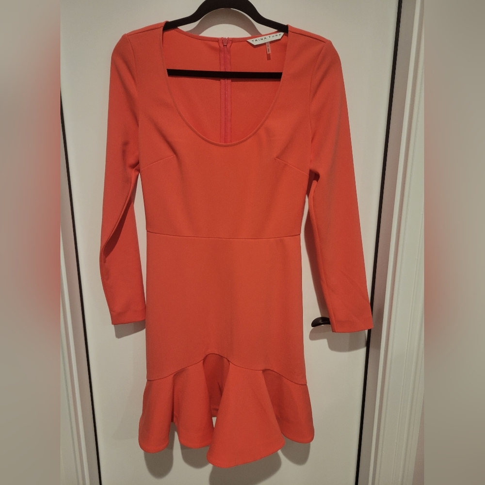 Trina Turk Vibrant Coral Long-Sleeve Dress